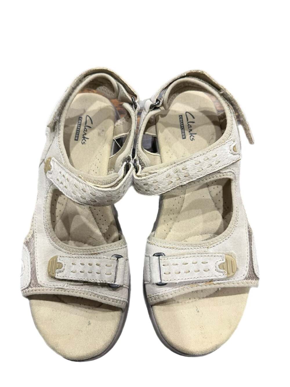 Clarks Collection Saylie Jade Sandals Beige Strappy Walking Shoes